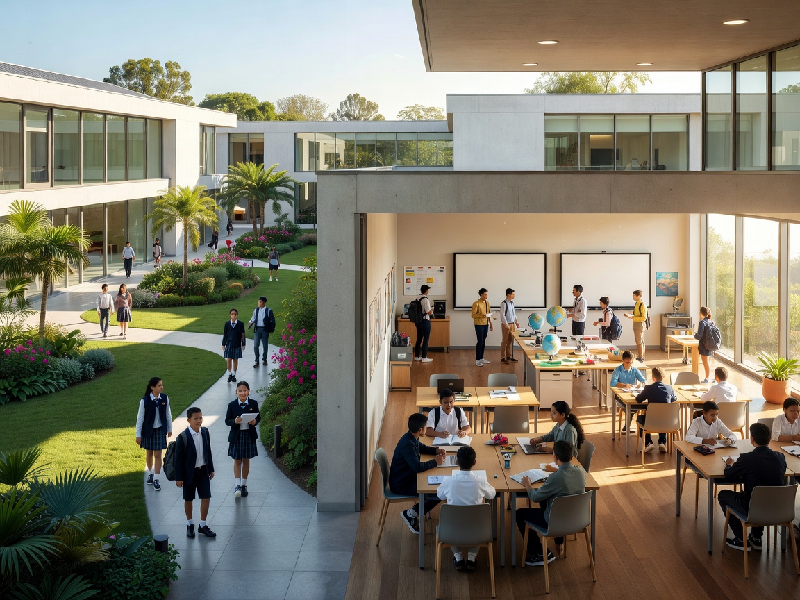 International school campus and classroom environment