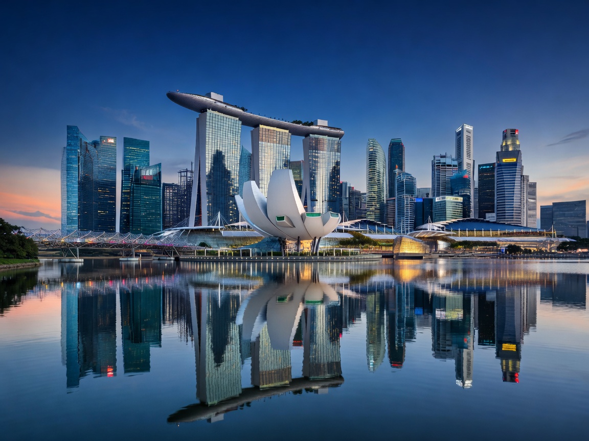 Singapore modern skyline and Marina Bay waterfront